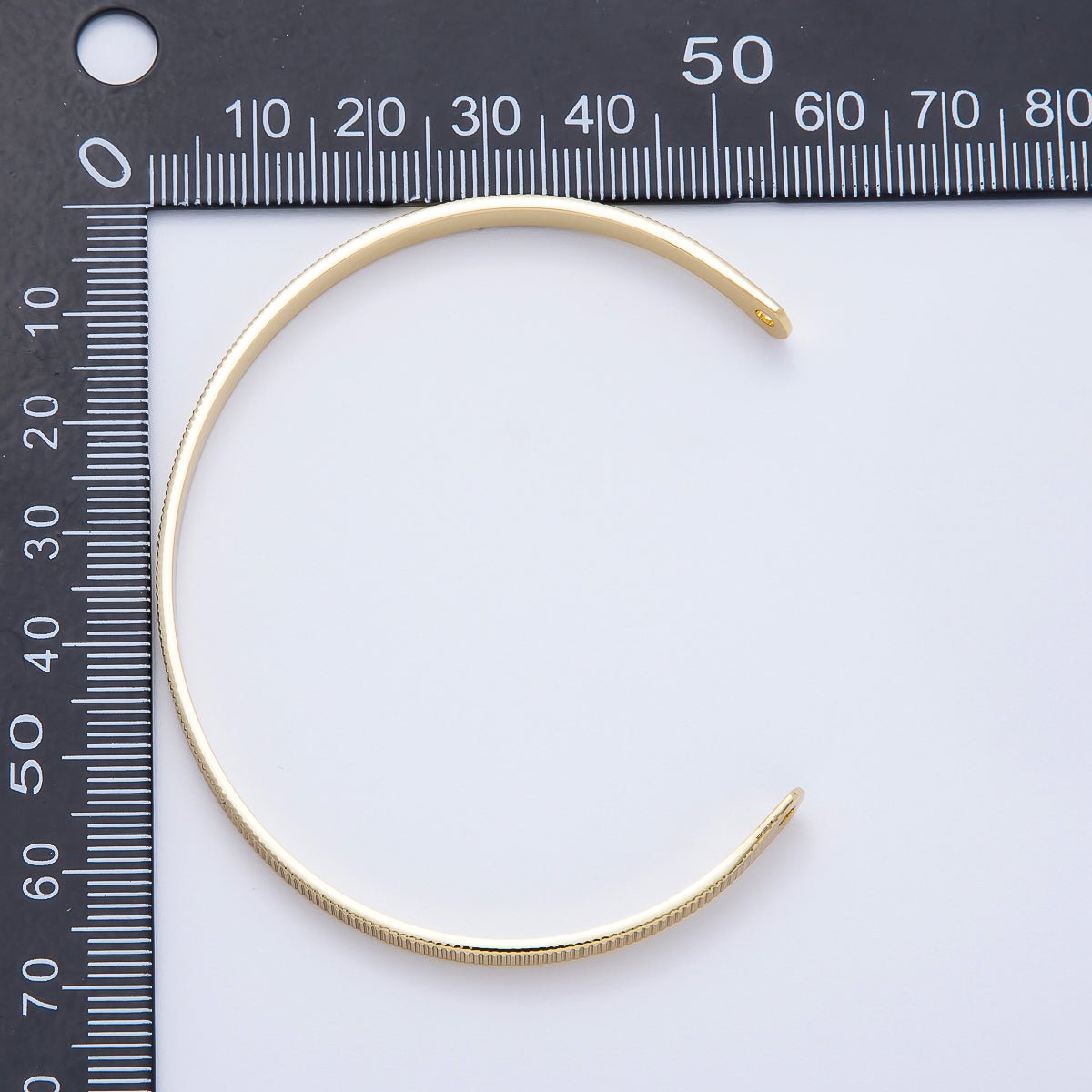 16K Gold Filled Ribbed Textured Cuff Unfinished Half Bangle Bracelet | WA - 04447 - DLUXCA