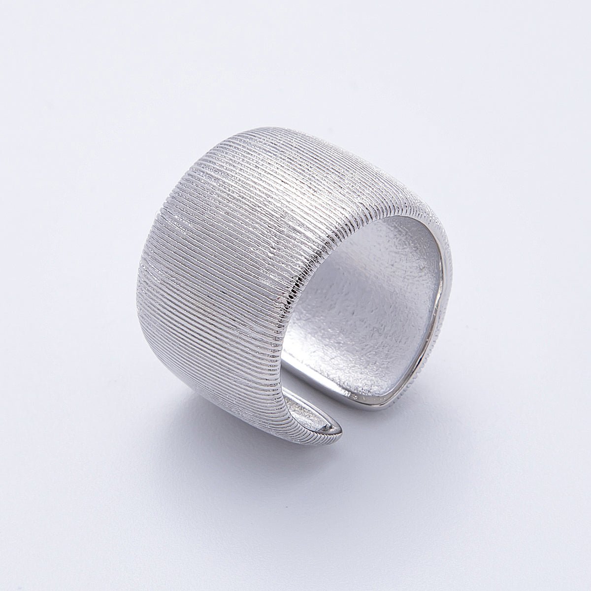 16K Gold Filled Ribbed Textured Wide Band Ring in Gold & Silver | Rings - 00011 Rings - 00012 - DLUXCA