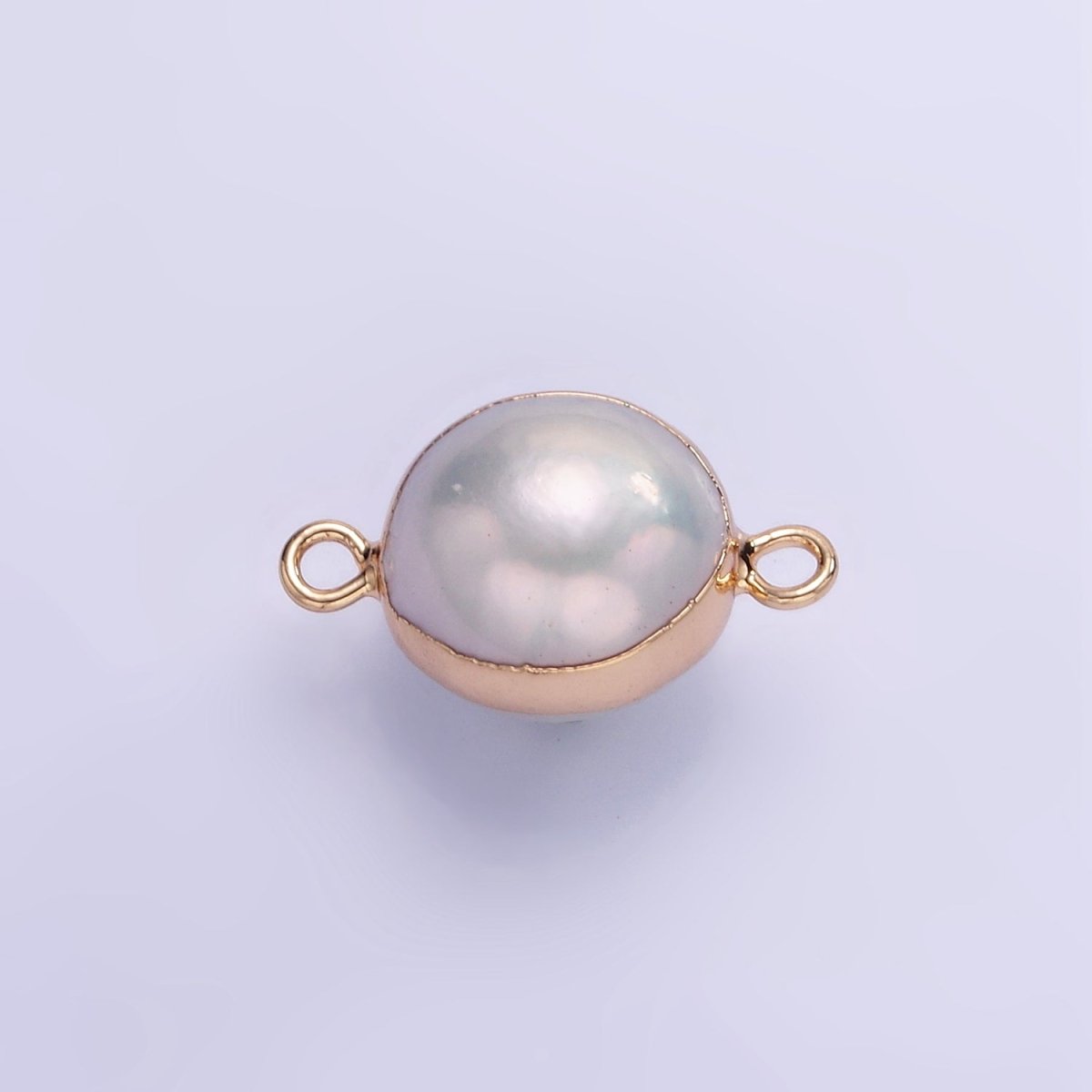 16K Gold Filled Round Freshwater Pearl Foil Bezel Connector | P1857 - DLUXCA
