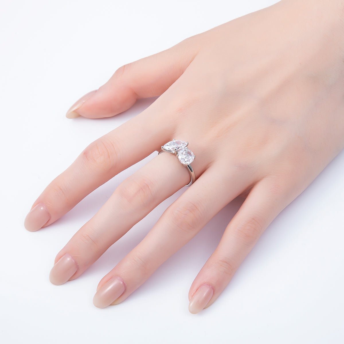 16K Gold Filled Round Marquise CZ Solitaire Adjustable Ring in Gold & Silver | Rings - 00094 Rings - 00095 - DLUXCA