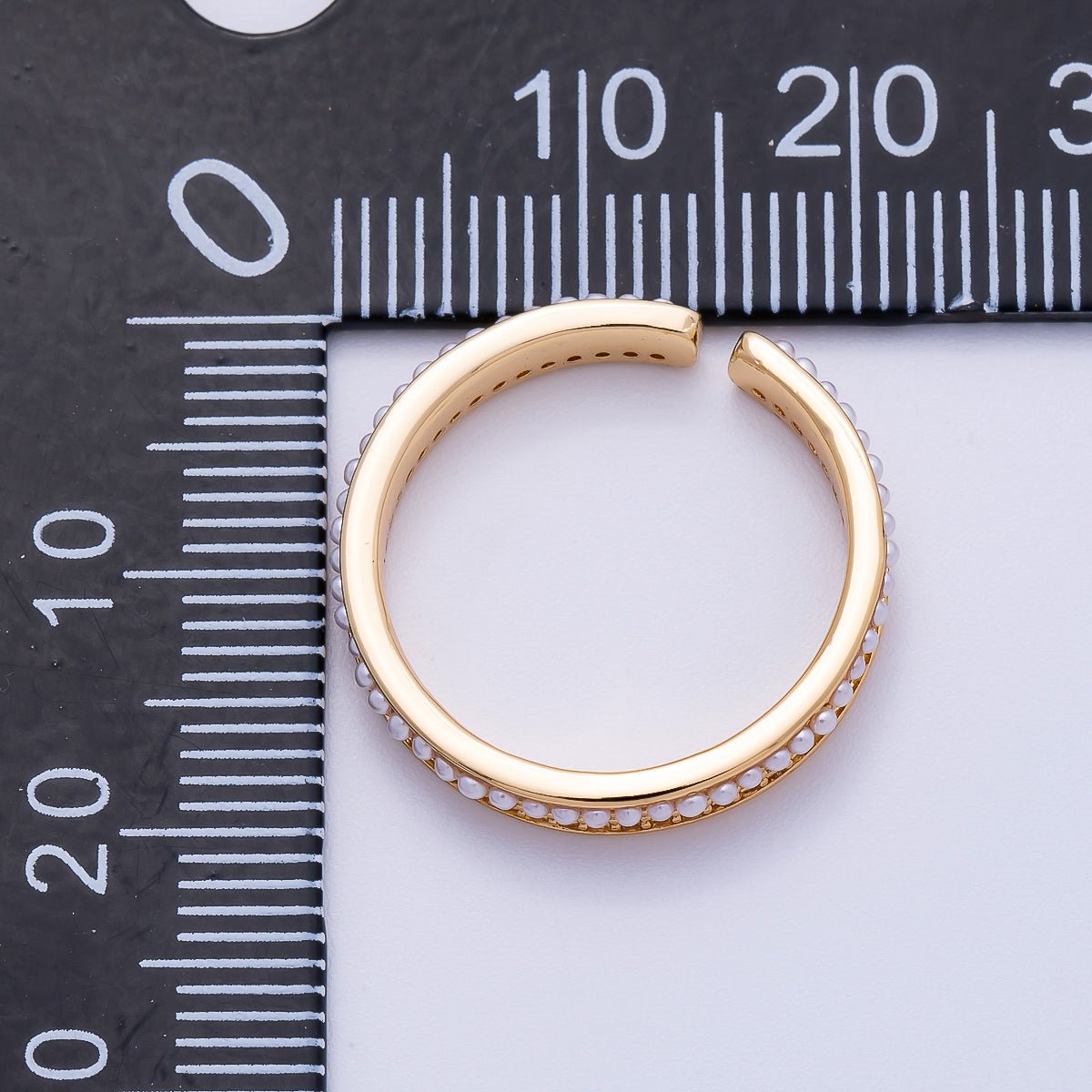 16K Gold Filled Shell Pearl Micro Paved CZ Double Lined Ring | Rings - 00063 - DLUXCA