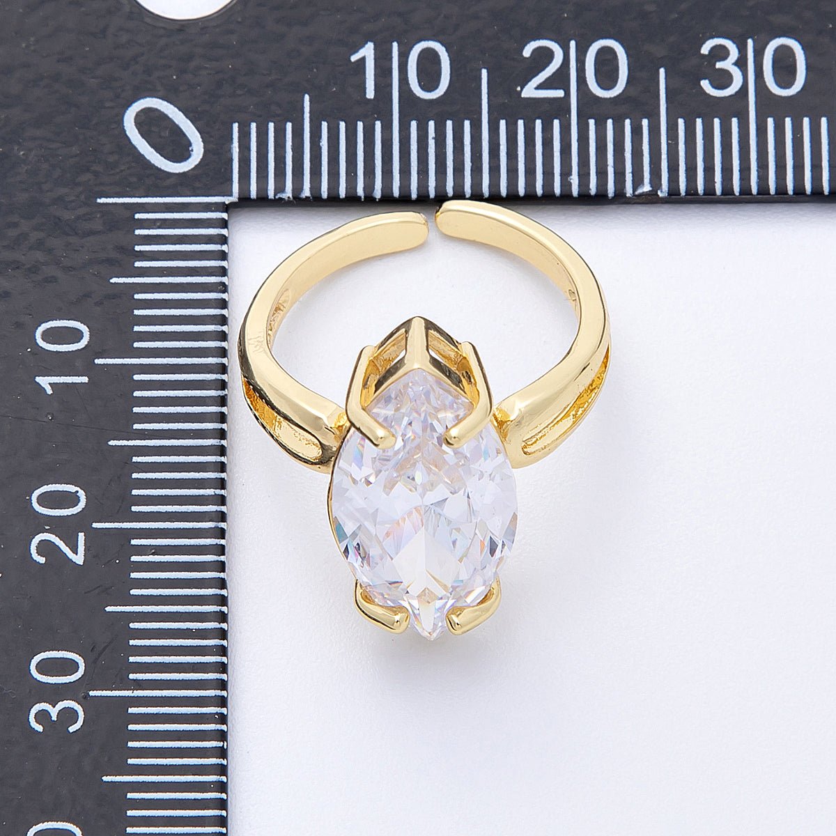 16K Gold Filled Solitaire Marquise Adjustable Ring | RINGS 00016 - 00017 - DLUXCA