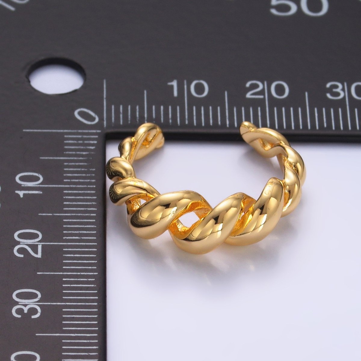 16K Gold Filled Spiral Twisted Out Rope Ring | O552 - DLUXCA