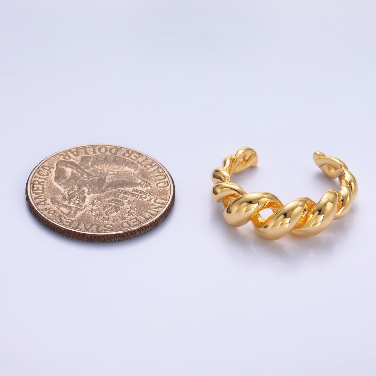 16K Gold Filled Spiral Twisted Out Rope Ring | O552 - DLUXCA