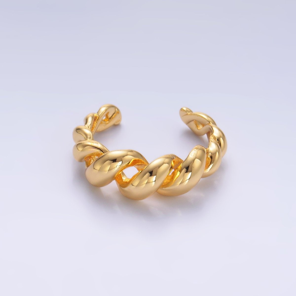 16K Gold Filled Spiral Twisted Out Rope Ring | O552 - DLUXCA