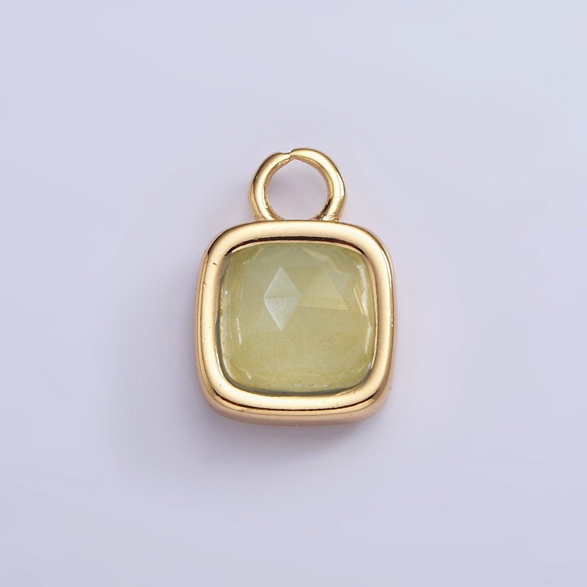 16K Gold Filled Square Multifaceted Natural Gemstone Personalized Add - On Charm | AC1466 - AC1478 - DLUXCA
