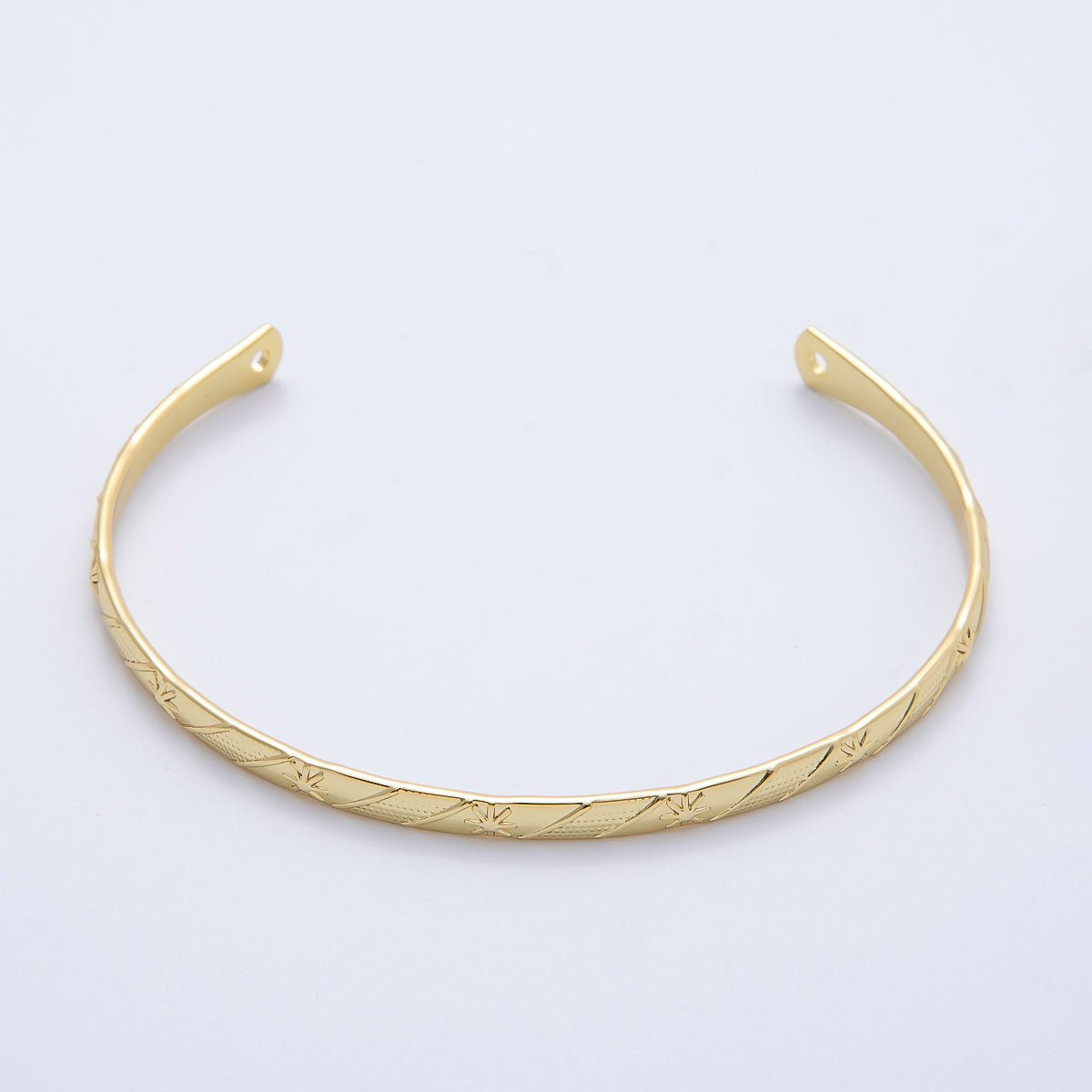 16K Gold Filled Sunburst Cuff Unfinished Half Bangle Bracelet | WA - 04453 - DLUXCA