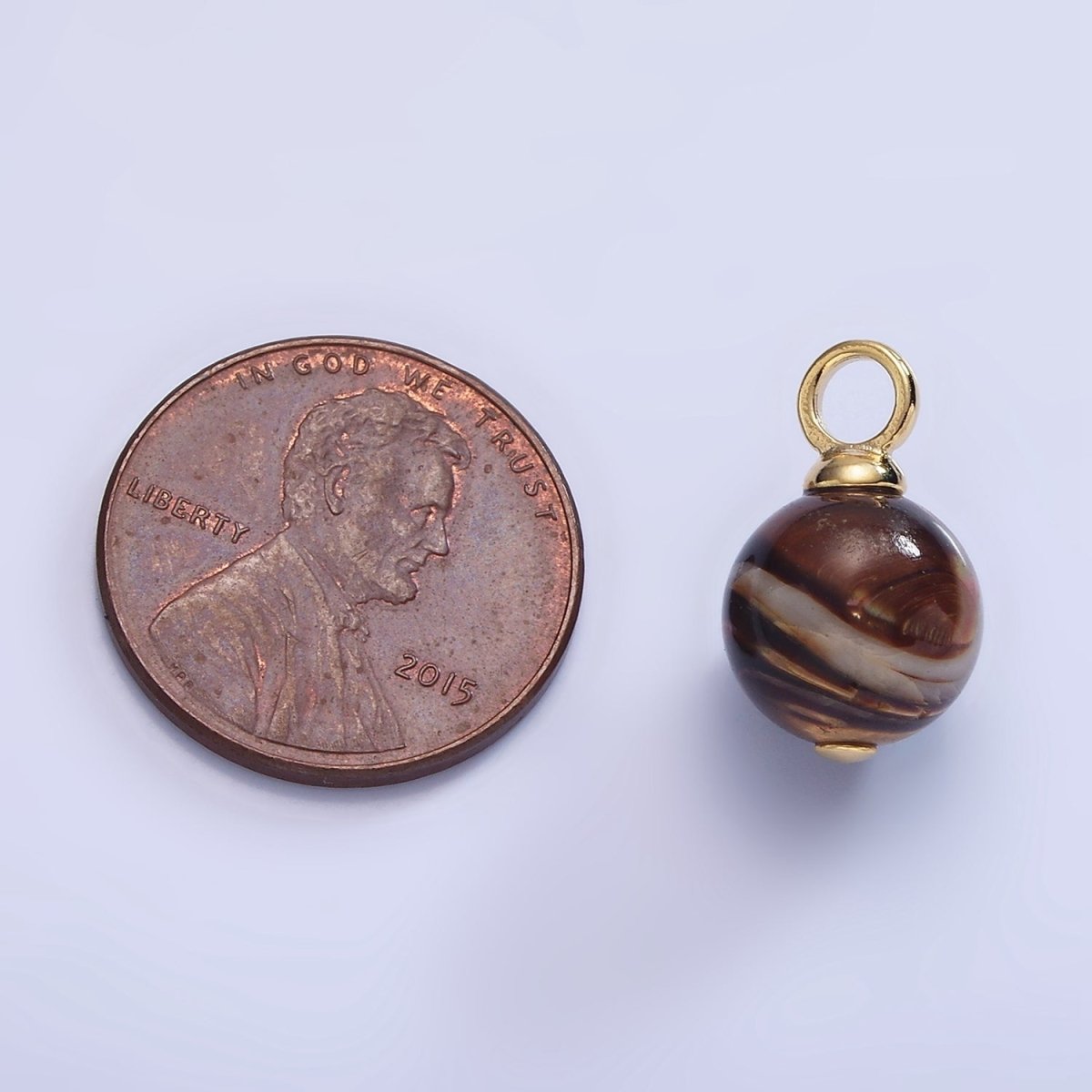 16K Gold Filled Tiger Eye Gemstone Round Drop Pendant | P1769 - DLUXCA