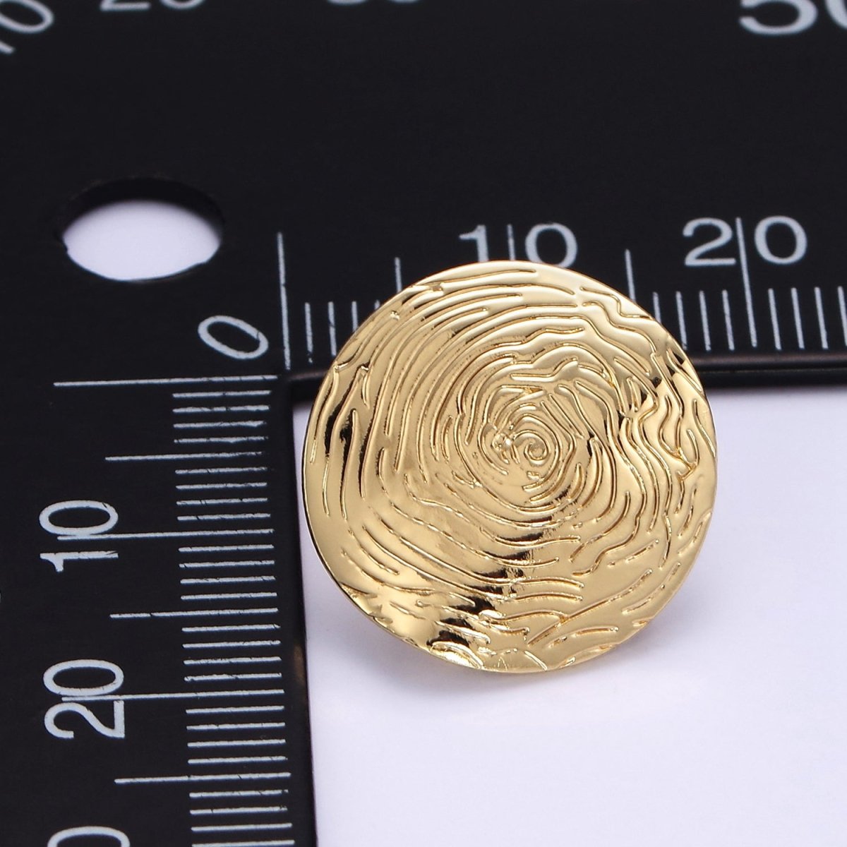 16K Gold Filled Wavy - Lined Textured Round Stud Earrings in Gold & Silver | Z822 Z823 - DLUXCA