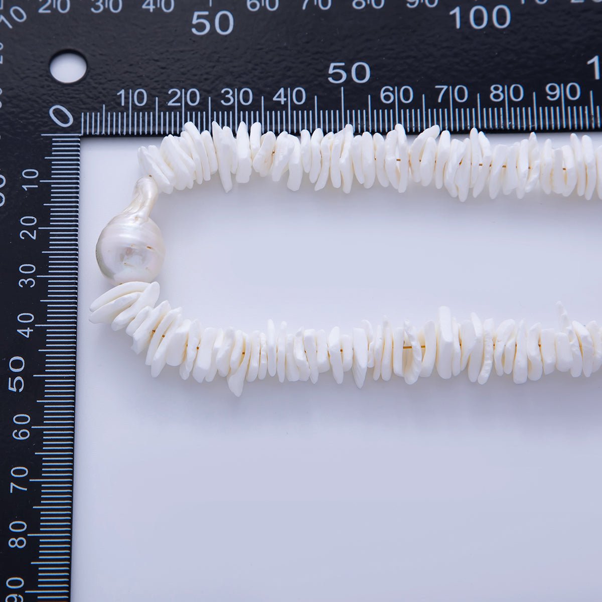 16K Gold Filled White Baroque Freshwater Pearl Puka Shell 17 Inch Necklace | WA - 3180 - DLUXCA