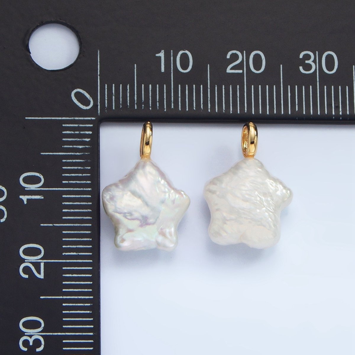 16K Gold Filled White Freshwater Pearl Puffed Celestial Star Pendant | P1872 - DLUXCA