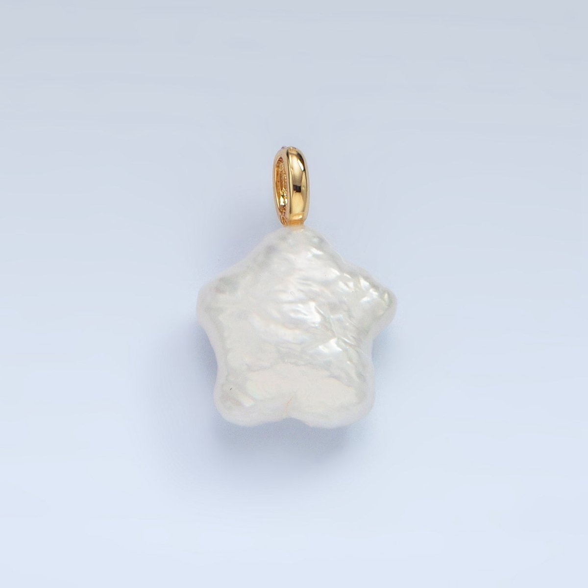16K Gold Filled White Freshwater Pearl Puffed Celestial Star Pendant | P1872 - DLUXCA
