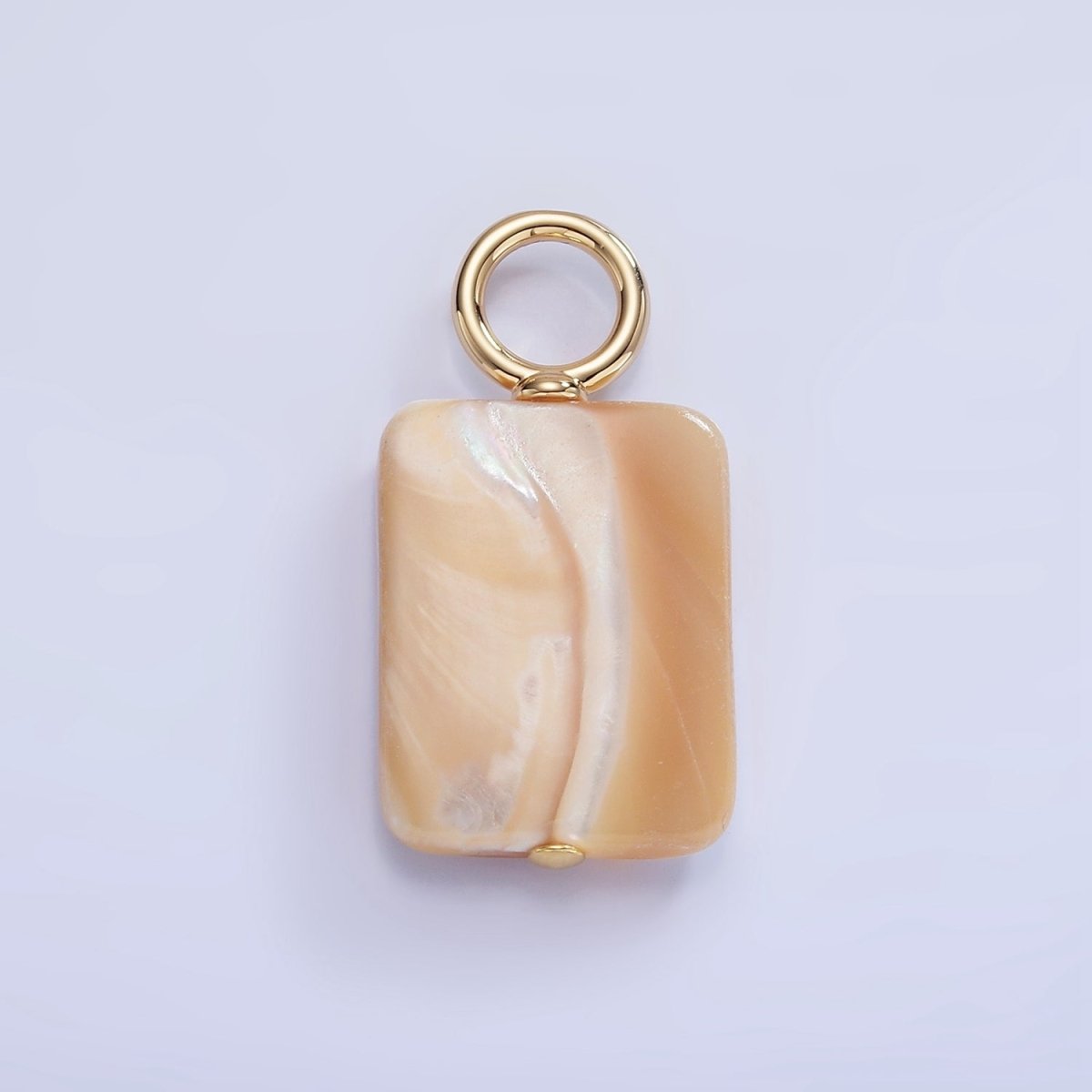 16K Gold Filled White Peach Rectangle Shell Pearl Drop Pendant | P1754 - DLUXCA