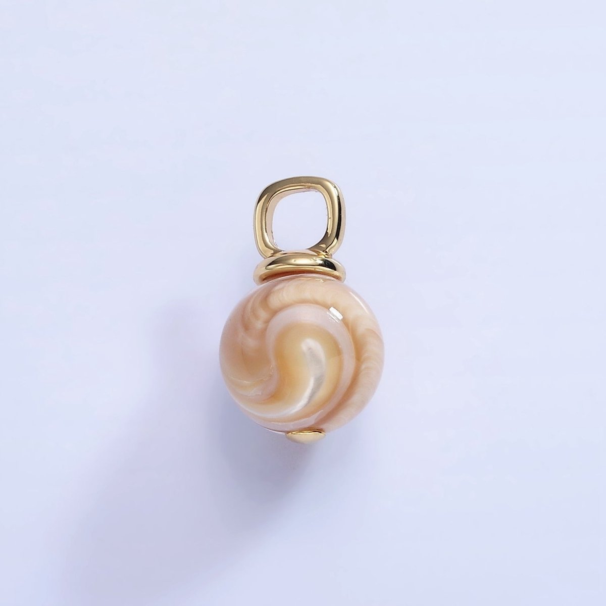 16K Gold Filled White Peach Shell Pearl Square Bail Drop Pendant | P1751 - DLUXCA