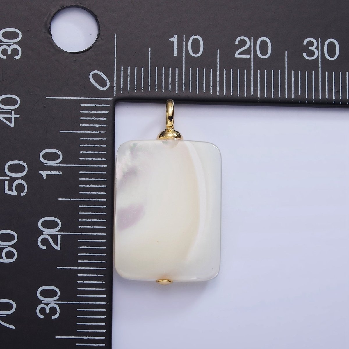 16K Gold Filled White Shell Pearl Rectangular Drop Pendant | P1785 - DLUXCA