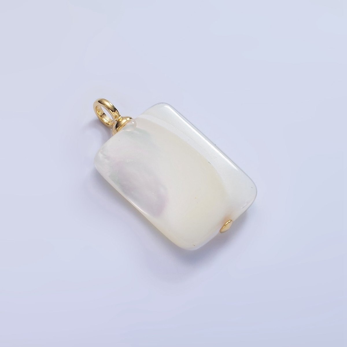 16K Gold Filled White Shell Pearl Rectangular Drop Pendant | P1785 - DLUXCA