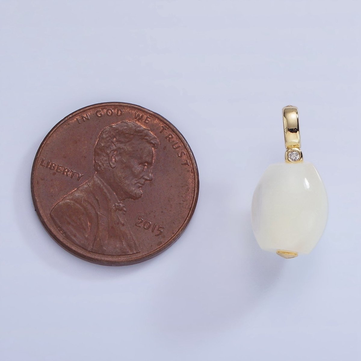 16K Gold Filled White Shell Pearl Sphere CZ Drop Pendant | P1789 - DLUXCA