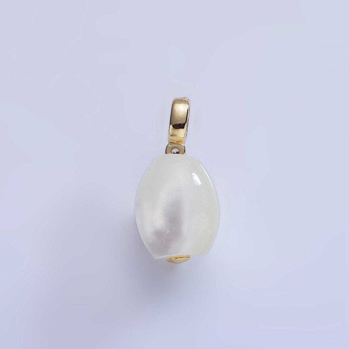 16K Gold Filled White Shell Pearl Sphere CZ Drop Pendant | P1789 - DLUXCA