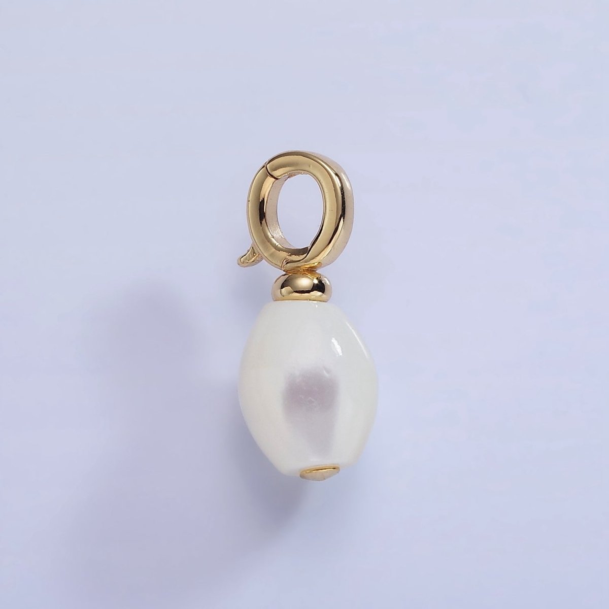 16K Gold Filled White Shell Pearl Sphere Drop Latch Bail Pendant | P1588 - DLUXCA