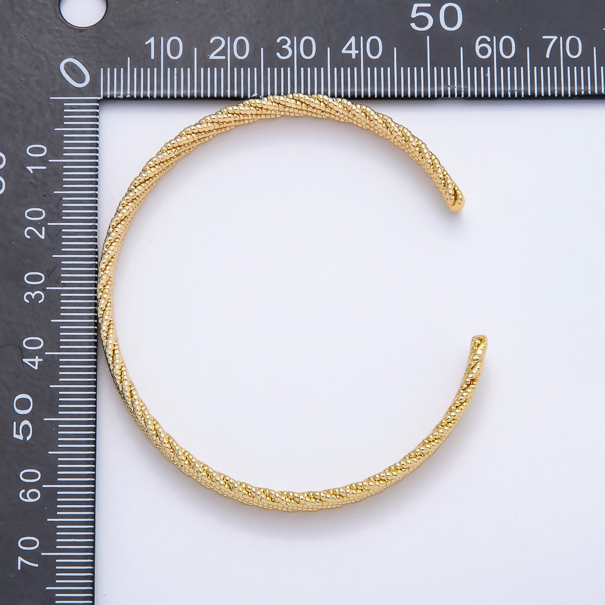 16K Gold Filled Wide Round Twisted Rope Cuff Bracelet | WA - 04374 - DLUXCA