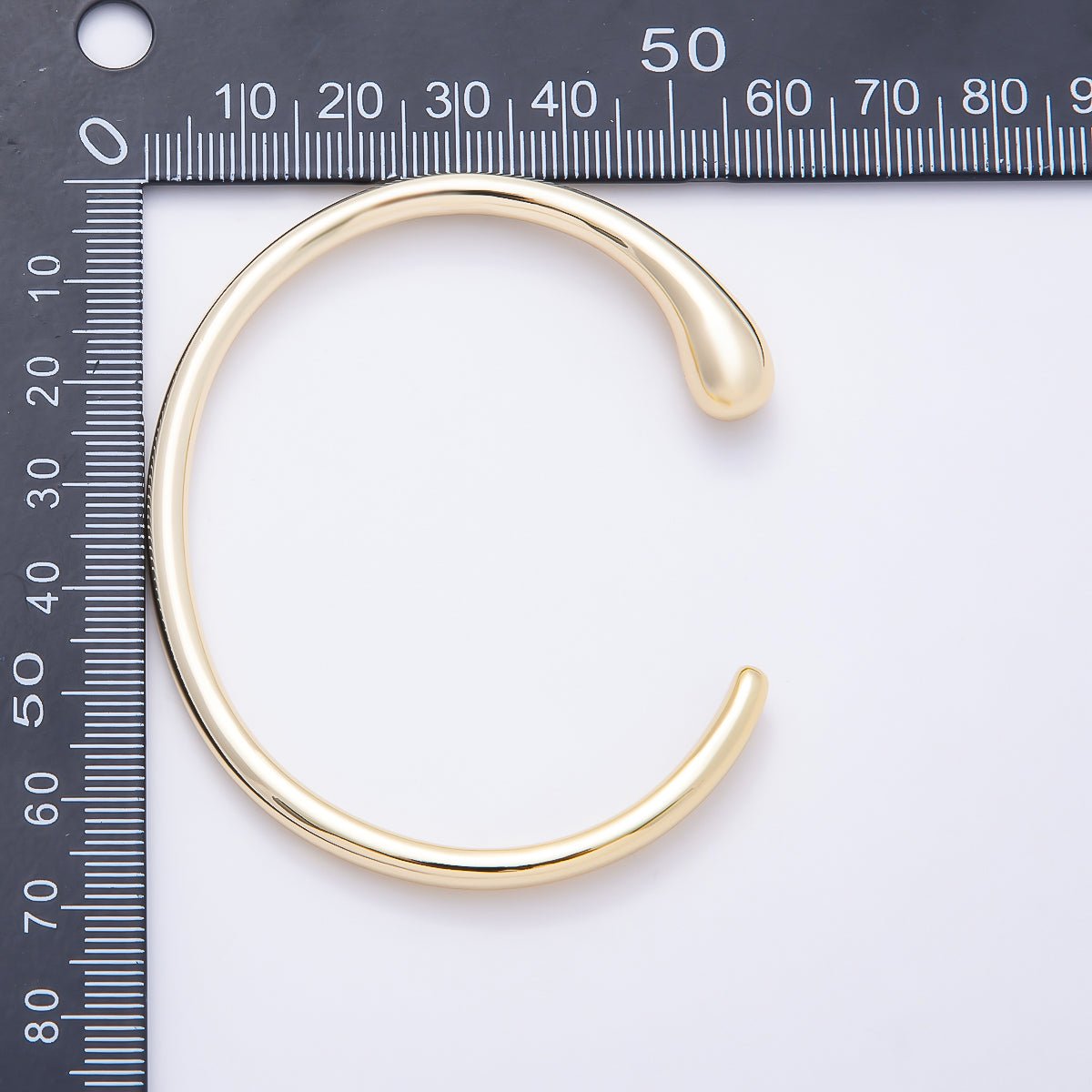 16K Gold Modern Sculptural Teardrop Open Cuff Bangle Adjustable Bracelet | WA-00455 - WA-00456 - DLUXCA