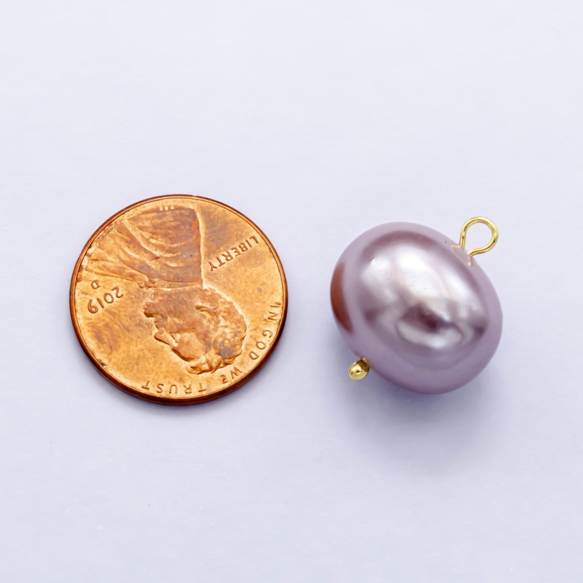 16mm Fresh Water Pearl charm with 14K Gold filled Ball Pin, Potato Pearls Natural Pearls Handmade Loop 2mm loops Purple Pink White Pearl P - 1580 P - 1581 P - 1582 - DLUXCA