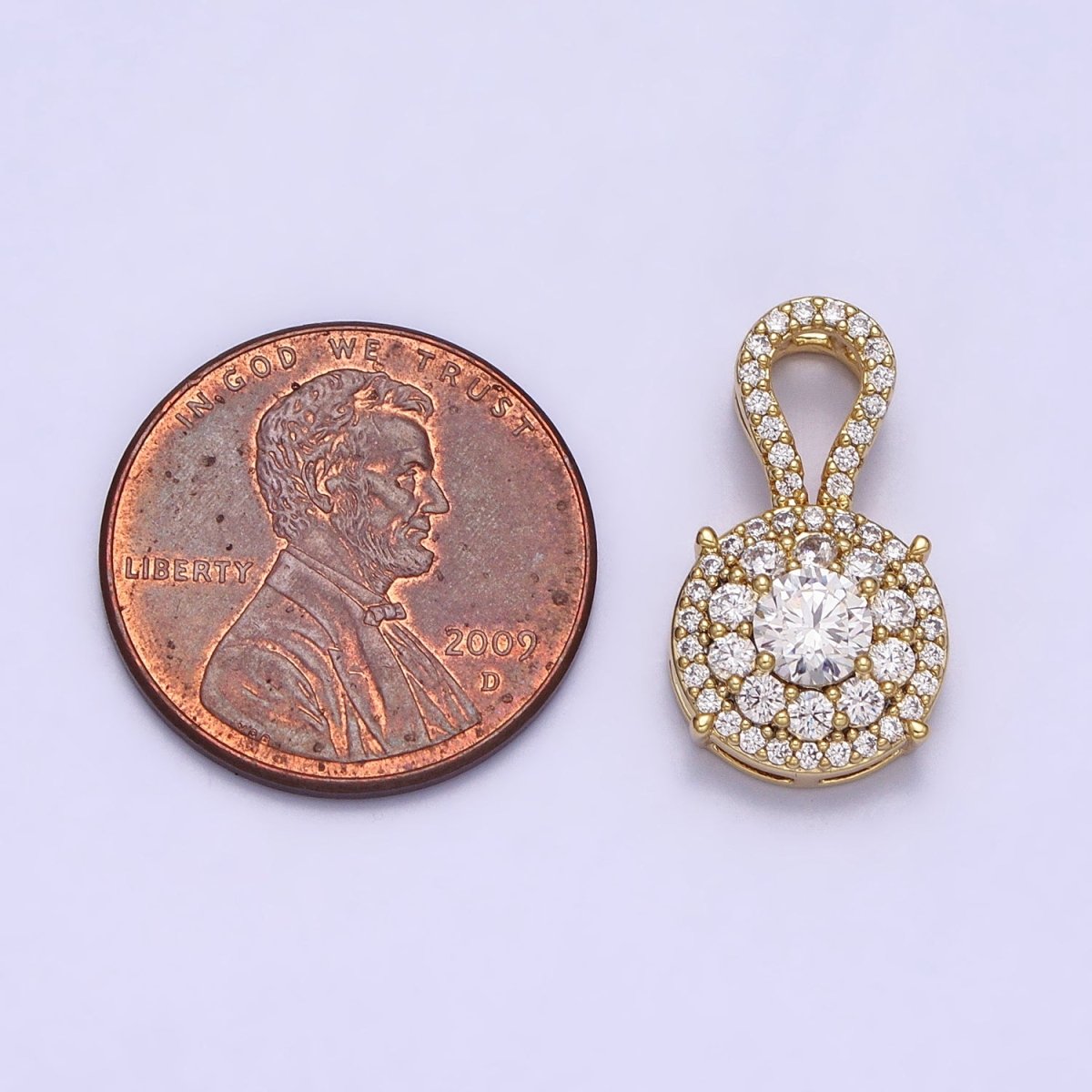 18.5mm Clear Micro Paved CZ Solitaire Round Pendant | AA00041 - DLUXCA