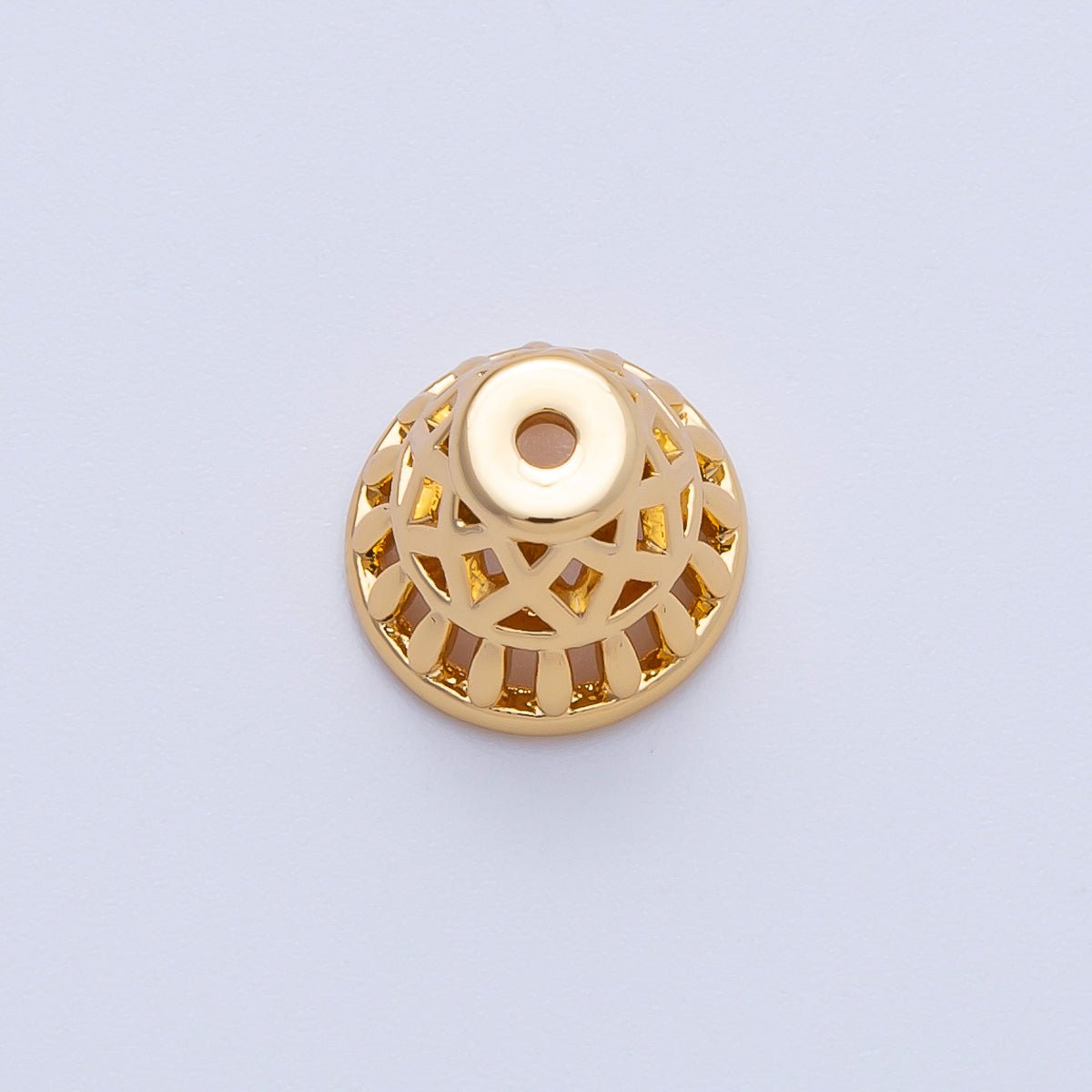 18K Gold 11mm Geometric Filigree Cap Bead | Z1665 - DLUXCA