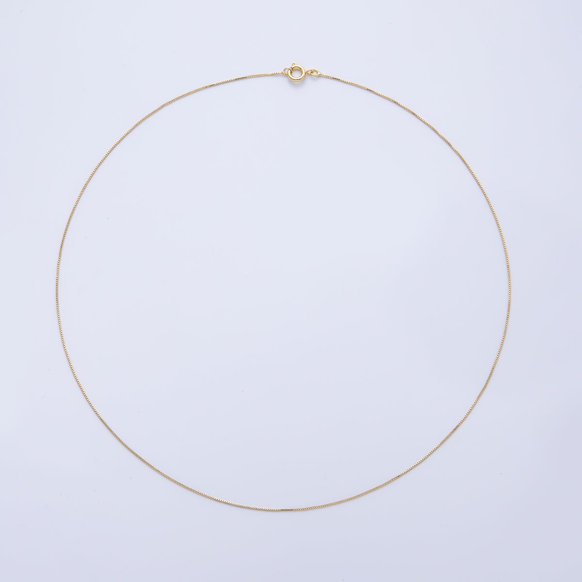 18K Gold Filled 0.5mm Minimalist Box Chain 18.11 Inch Necklace | WA - 3991 - DLUXCA