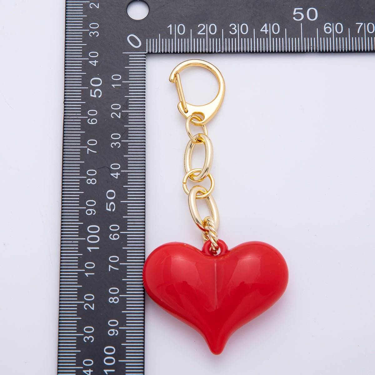 18K Gold Filled 100mm Red Chubby Heart Twisted Cable Chain Drop Keychain Accessories | WB - 00127 - DLUXCA