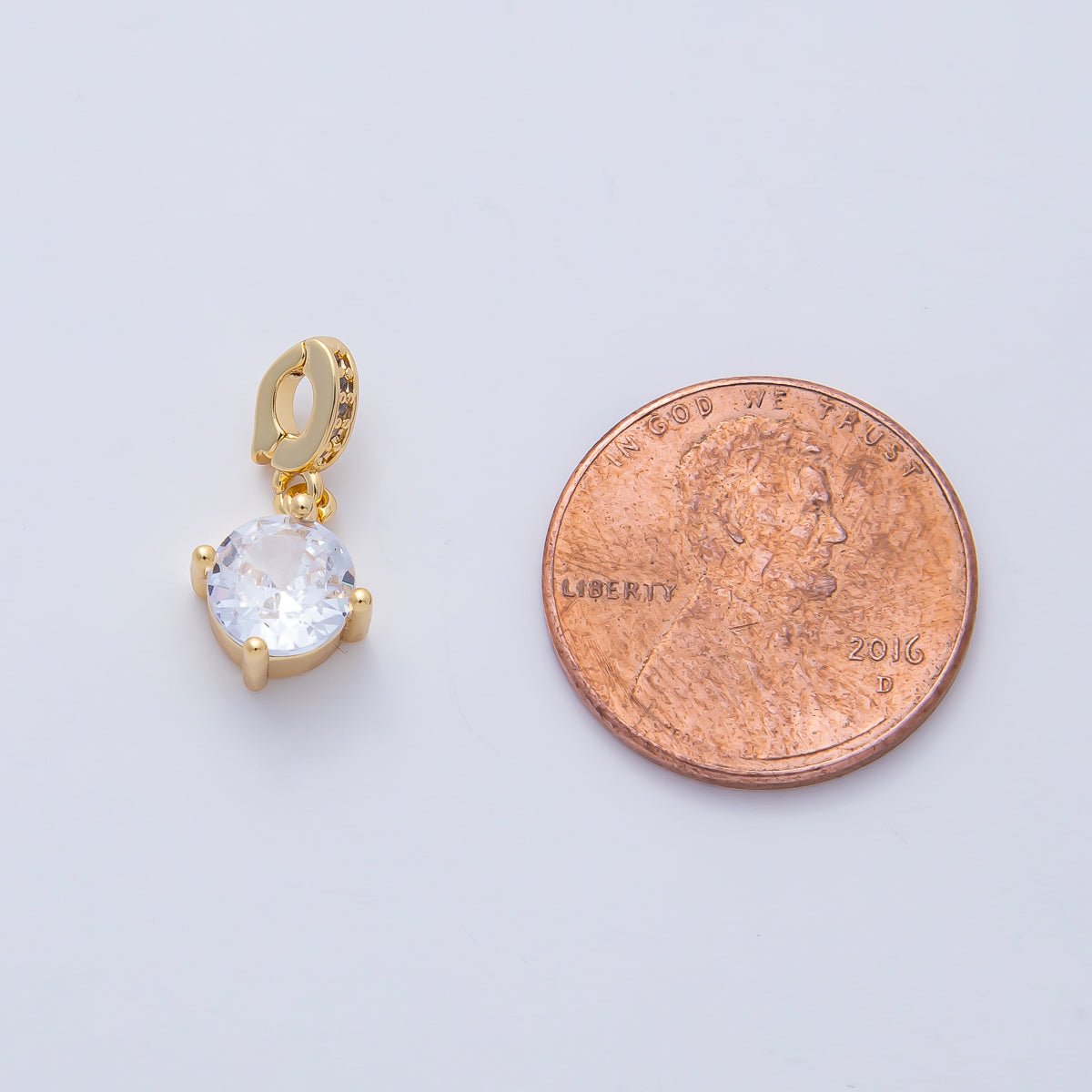 18K Gold Filled 10.3mm Clear Round CZ Micro Paved CZ Bail Pendant | AF1203 - DLUXCA