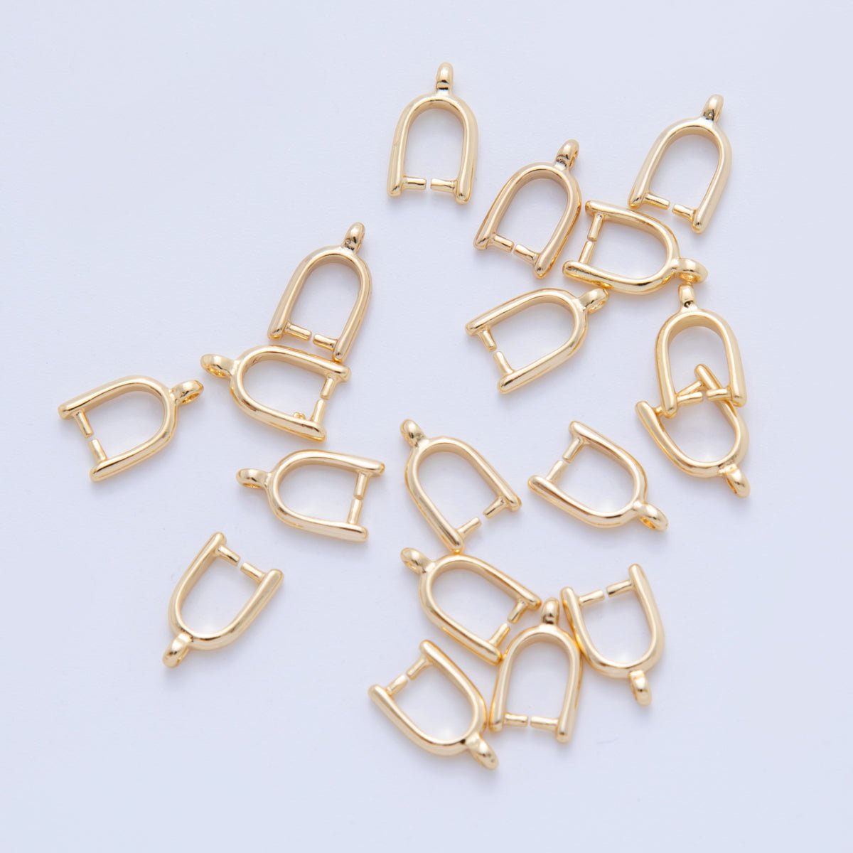 18K Gold Filled 10.3mm Minimalist Pinch Bail Finding Set by 10 Pieces | Z120 - DLUXCA