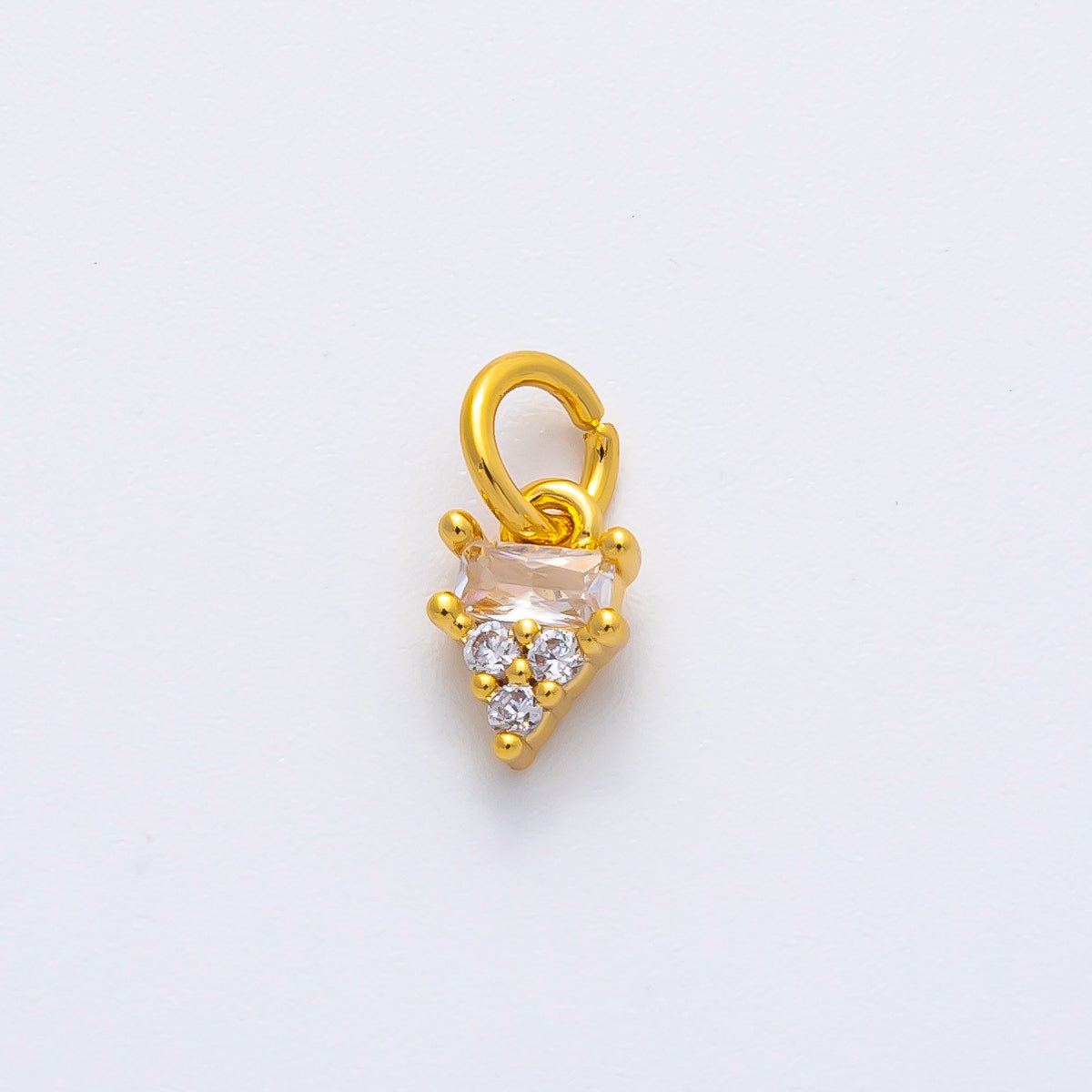 18K Gold Filled 10.5mm Baguette Cluster Diamond CZ Mini Charm in Gold & Silver | AF1364 - DLUXCA