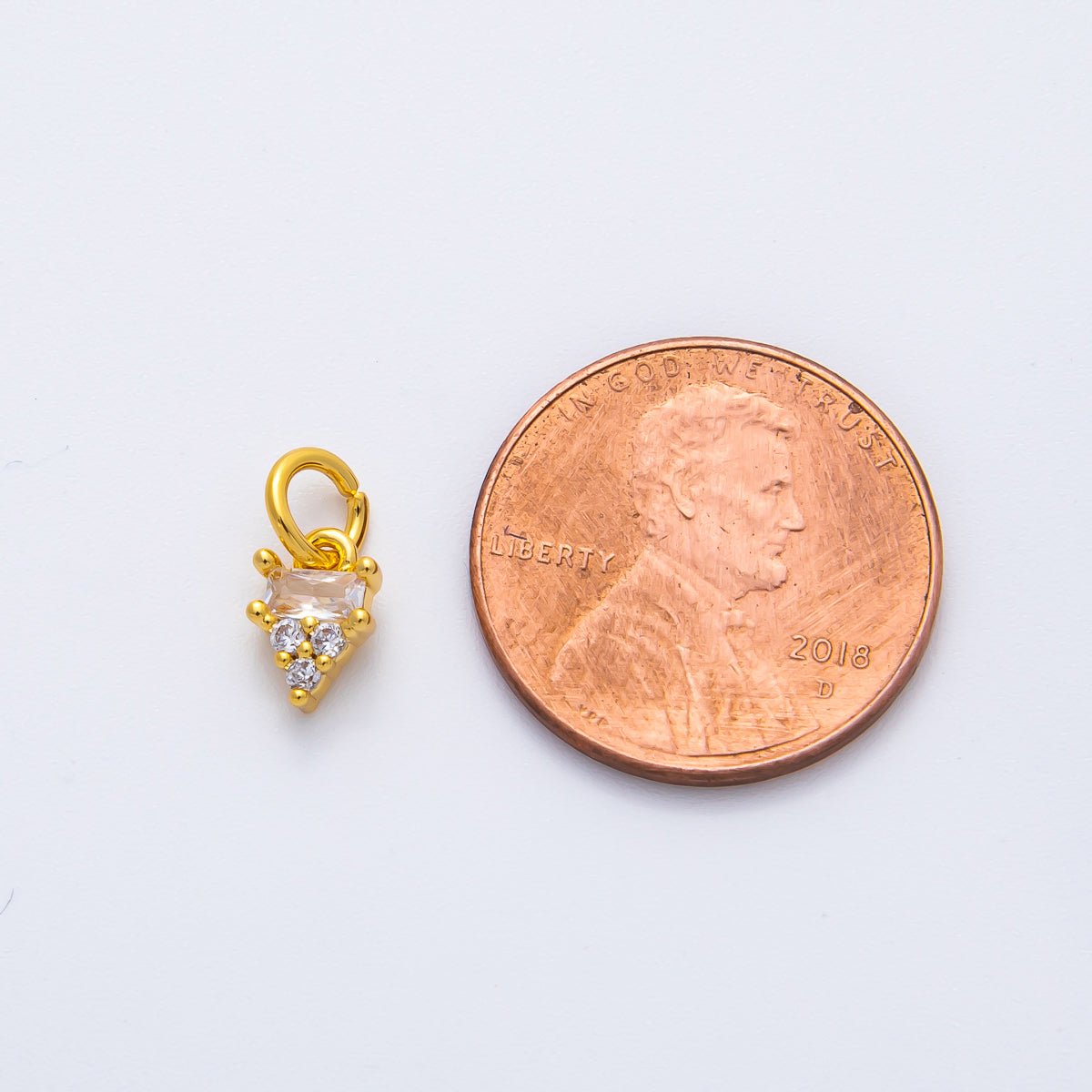 18K Gold Filled 10.5mm Baguette Cluster Diamond CZ Mini Charm in Gold & Silver | AF1364 - DLUXCA