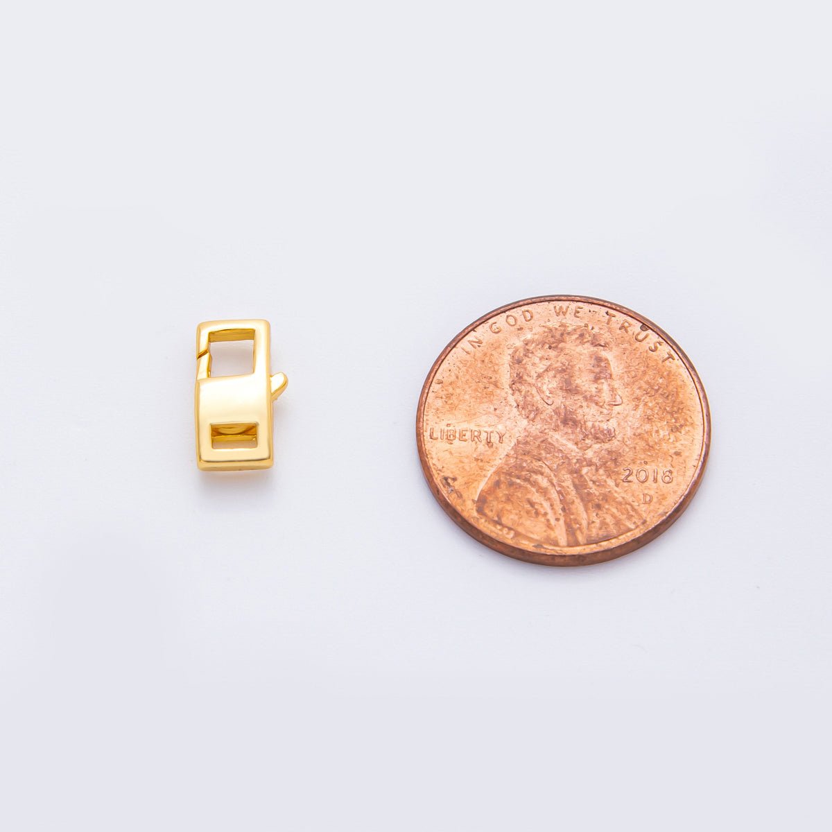 18K Gold Filled 10.5mm Puffy Square Lobster Clasp Charm Finding | Z1385 - DLUXCA