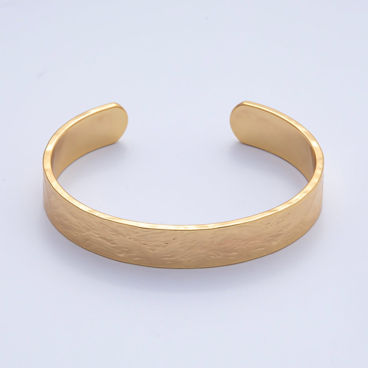 18K Gold Filled 10.7mm Wide Hammered Cuff Bracelet | WA - 3968 - DLUXCA