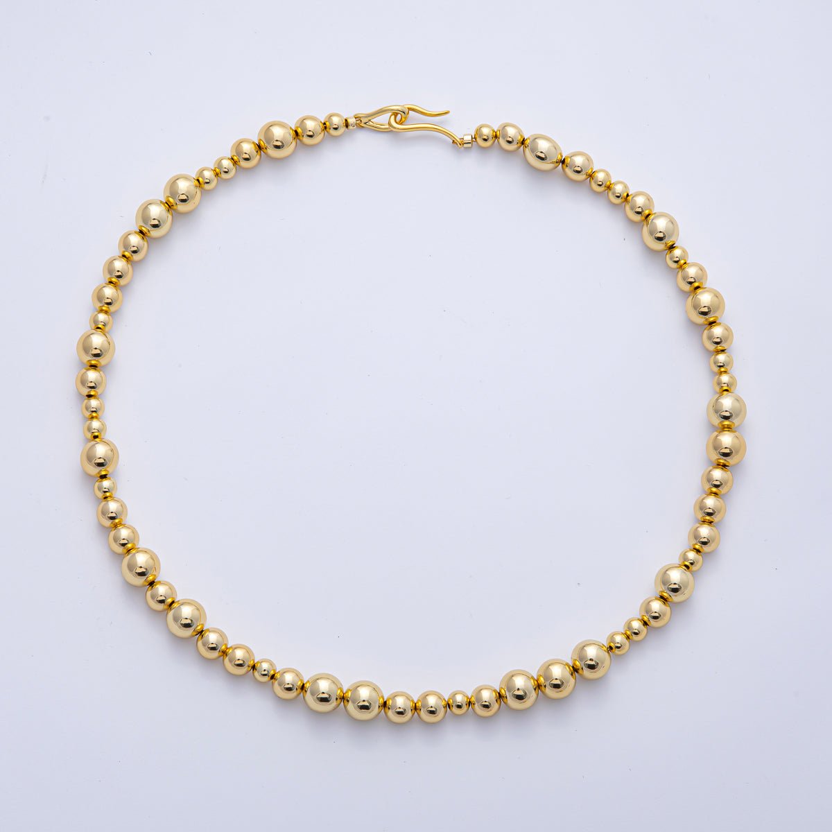 18K Gold Filled 10mm, 8mm, 6mm Gradient Bead Ball Chain 16, 18, 20 Inch Necklace | WA - 3837 ~ WA - 3839 - DLUXCA