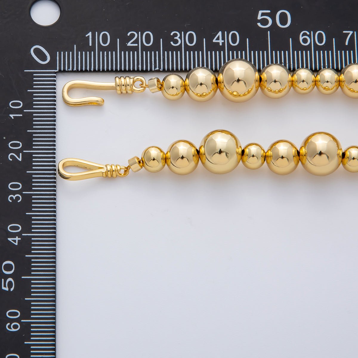18K Gold Filled 10mm, 8mm, 6mm Gradient Bead Ball Chain 16, 18, 20 Inch Necklace | WA - 3837 ~ WA - 3839 - DLUXCA