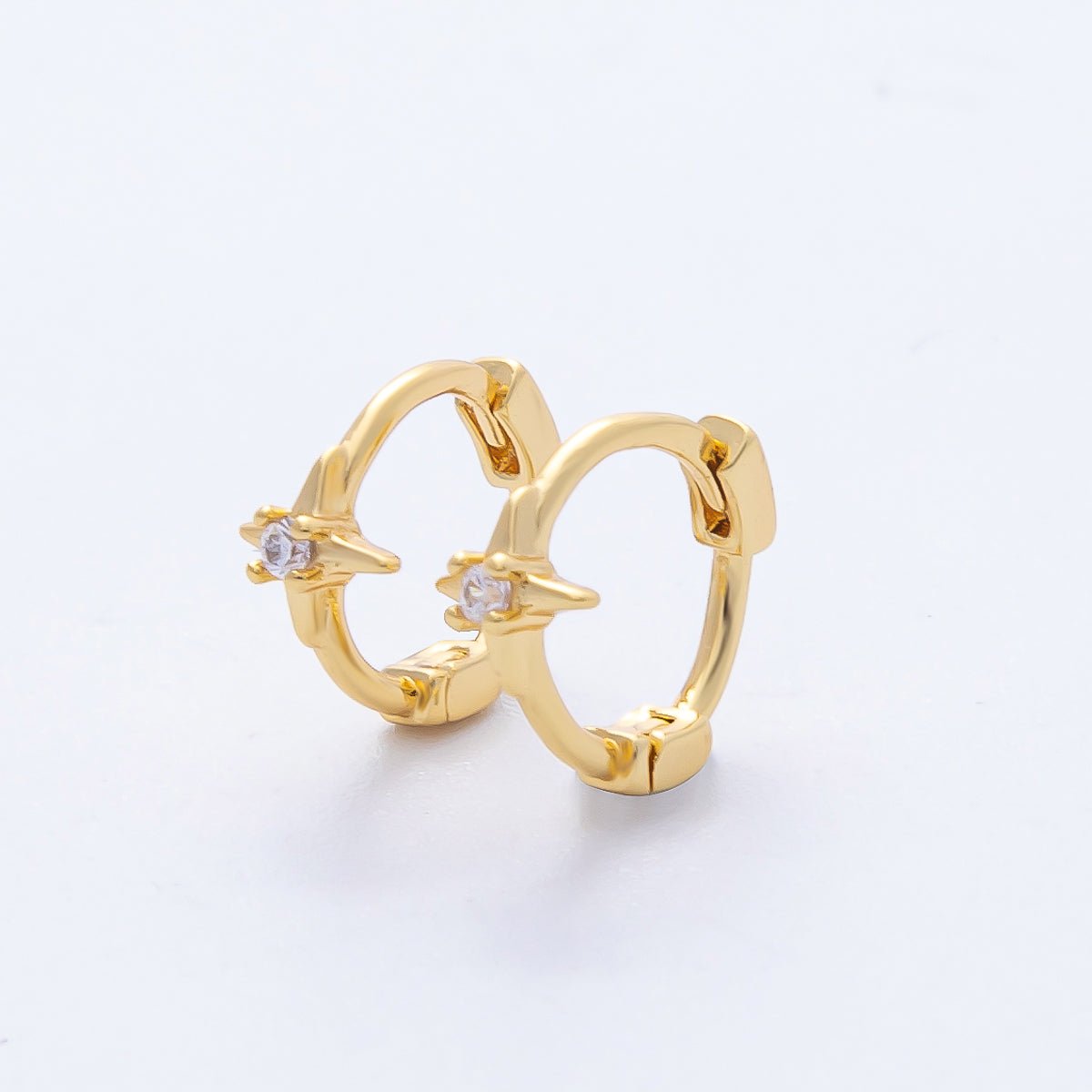 18K Gold Filled 10mm Clear CZ Celestial North Star Cartilage Huggie Earrings | Q167 - DLUXCA