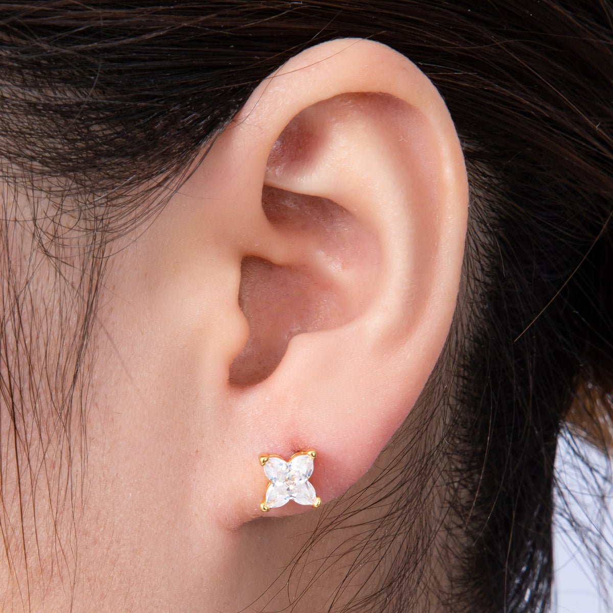18K Gold Filled 10mm Clear CZ Mini Celestial Star Stud Earrings | EARRINGS - 00153 - DLUXCA