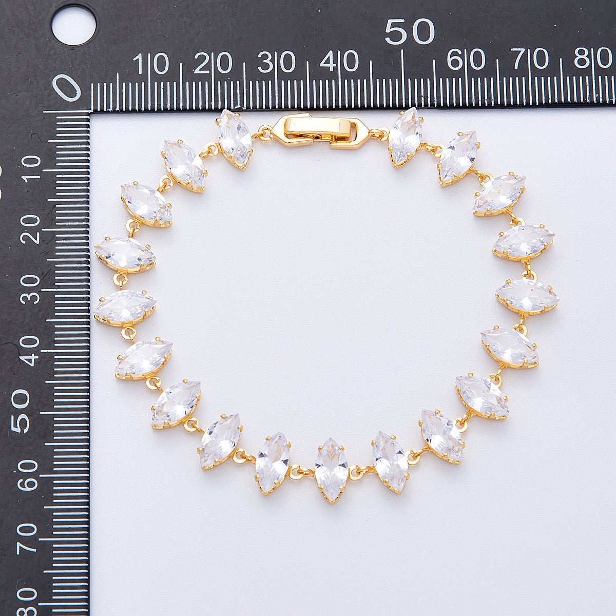 18K Gold Filled 10mm Clear Marquise CZ Tennis Chain 8 Inch Bracelet | WA - 04193 - DLUXCA