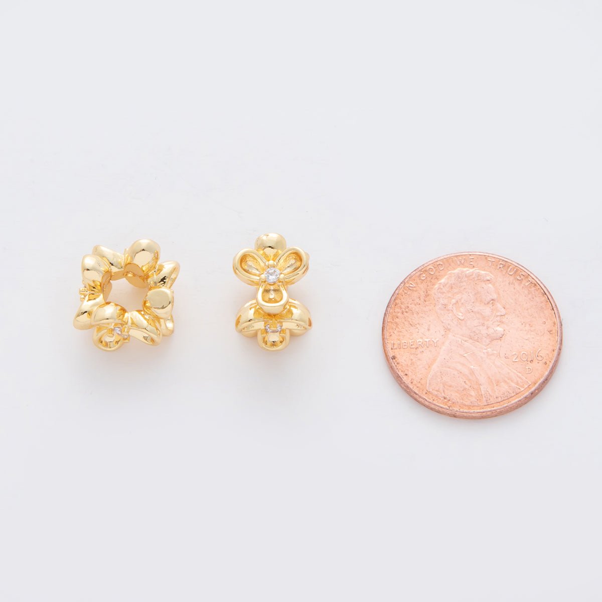 18K Gold Filled 10mm CZ Multiple Flower Bead | B091 - DLUXCA