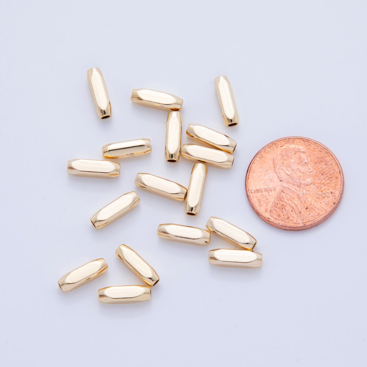 18K Gold Filled 10mm Long Bar Tube Slider Bead Spacer 10pcs | AF - A1060 - DLUXCA