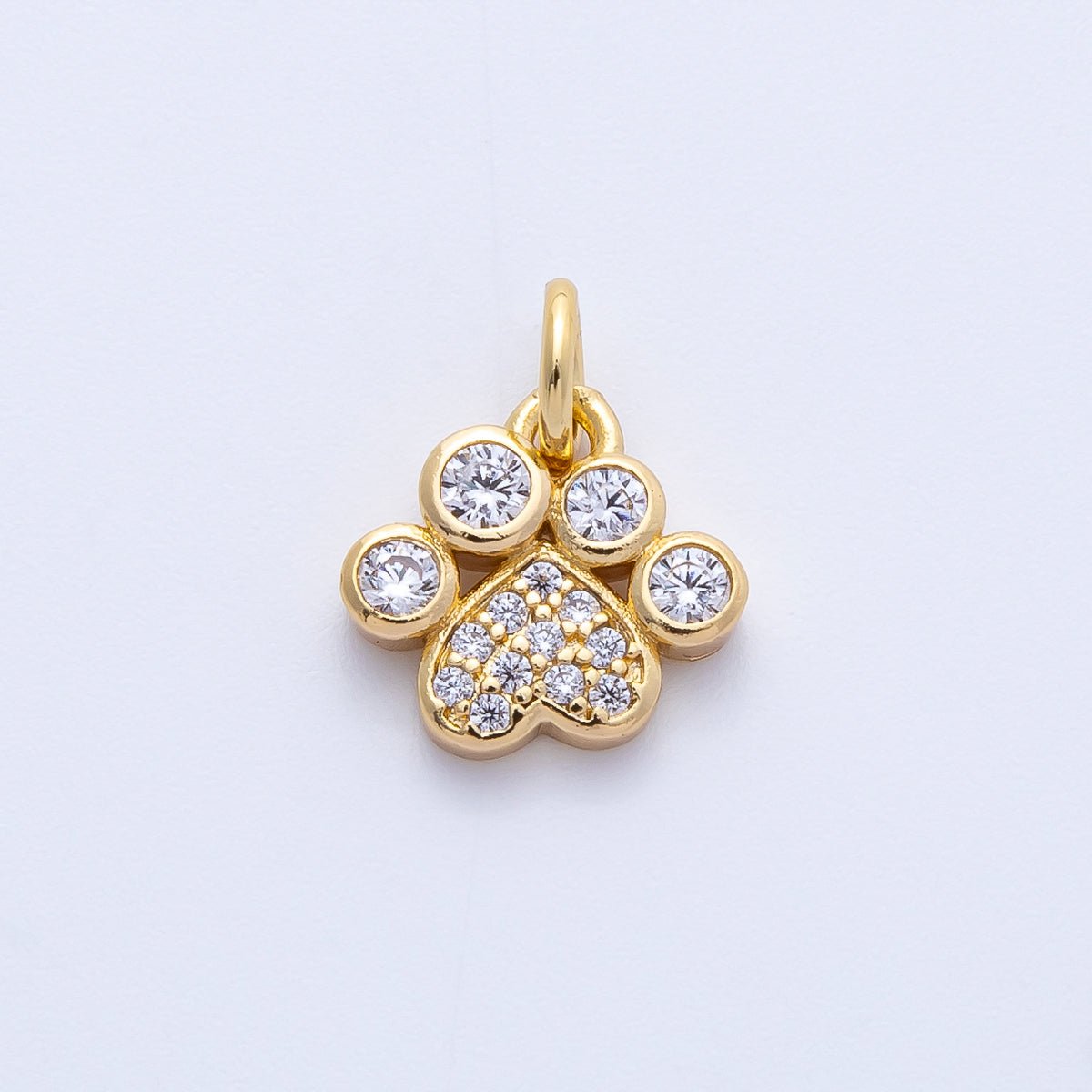 18K Gold Filled 10mm Micro Paved CZ Animal Paw Print Charm | Charms - 00414 - DLUXCA