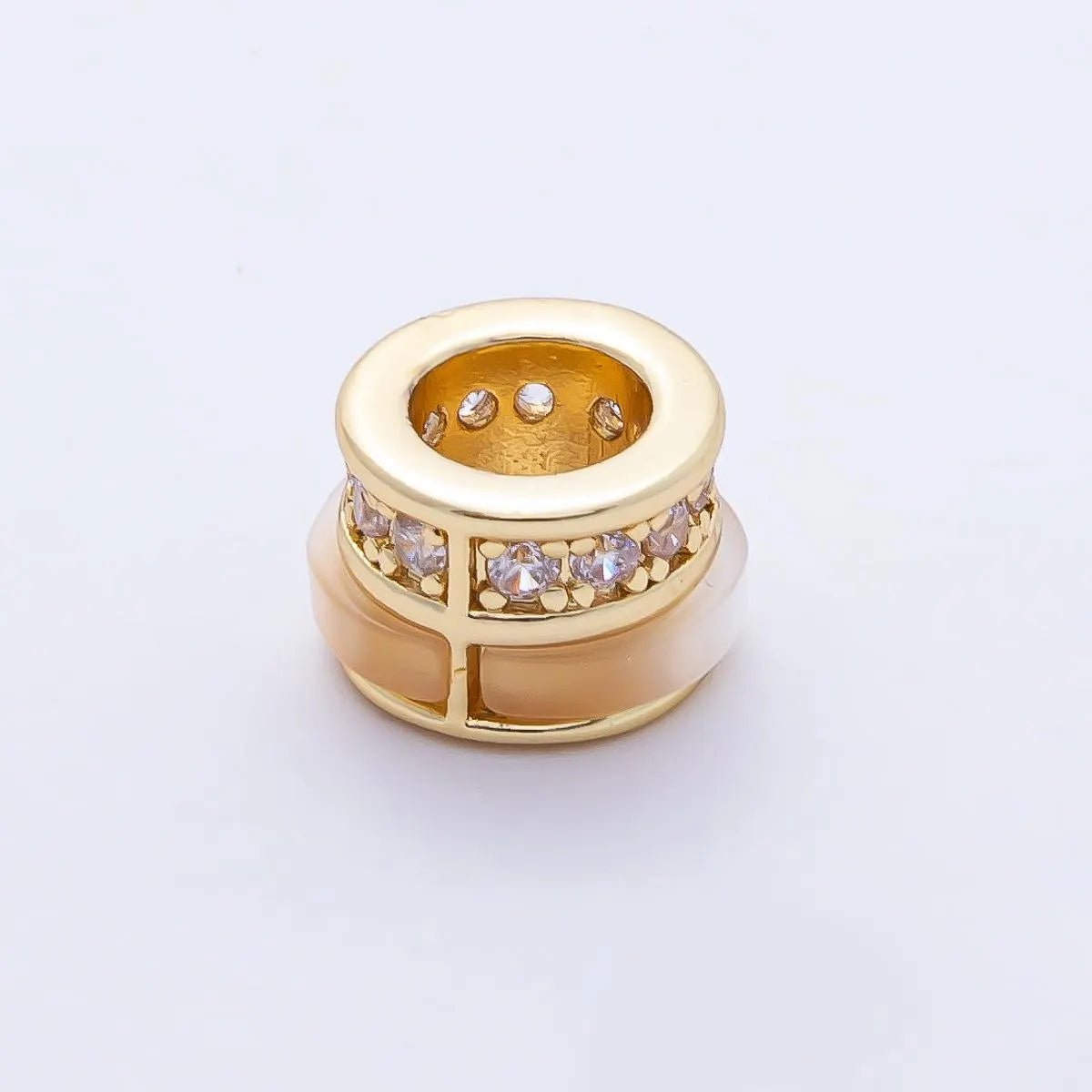18K Gold Filled 10mm Orange Cat's Eye with CZ Rondelle Beads | B367 - DLUXCA