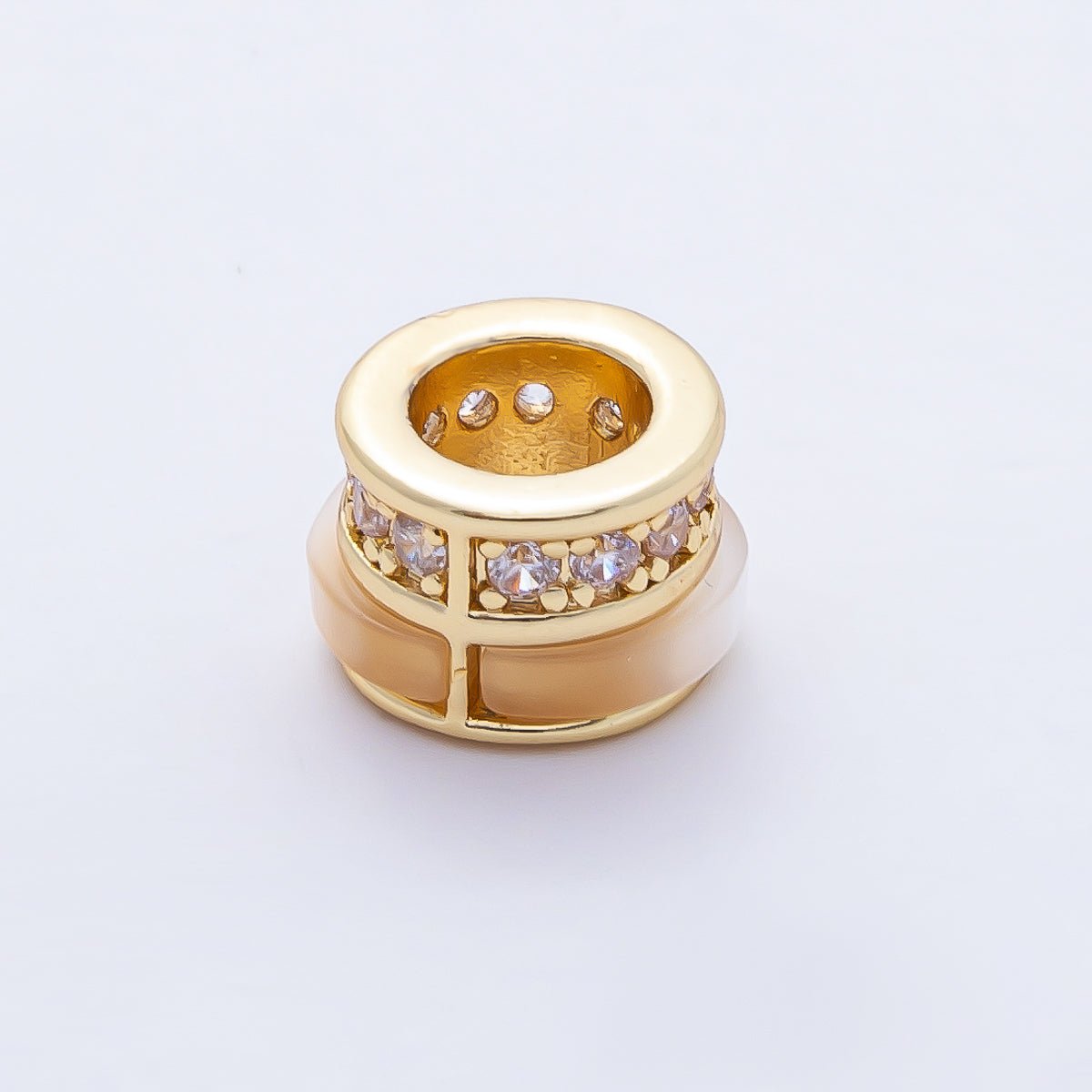 18K Gold Filled 10mm Orange Cat's Eye with CZ Rondelle Beads | B367 - DLUXCA