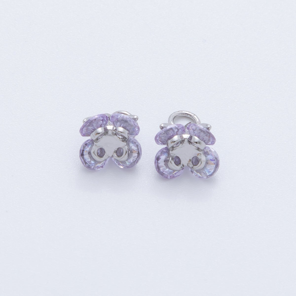 18K Gold Filled 10mm Purple Lavender CZ Gleaming Bloom Flower Charm | AF825 - DLUXCA