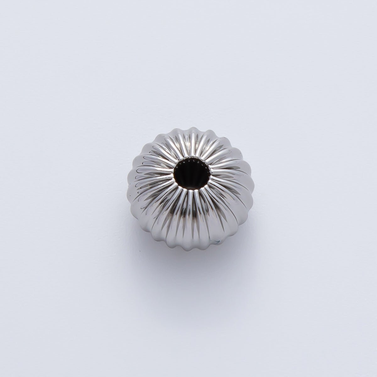 18K Gold Filled 10mm Ribbed Croissant Rondelle Bead in Gold & Silver | B348 - DLUXCA