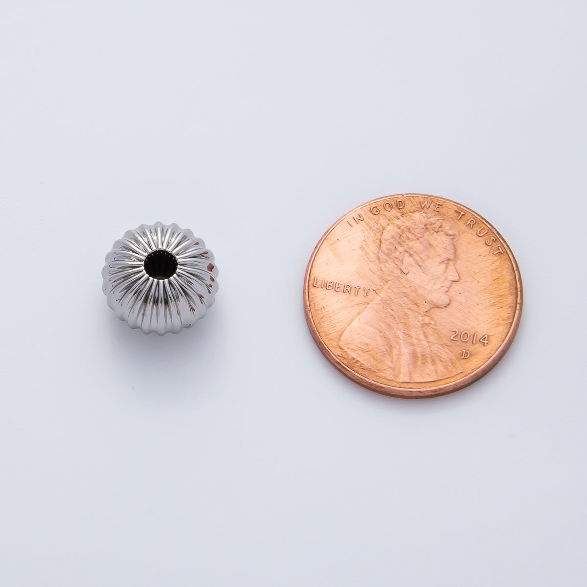 18K Gold Filled 10mm Ribbed Croissant Rondelle Bead in Gold & Silver | B348 - DLUXCA