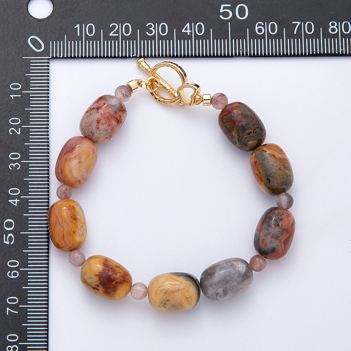 18K Gold Filled 10mm Sunstone, Onyx Tube Gemstone 7.5 Inch Toggle Bracelet | WA - 4103 WA - 4104 - DLUXCA